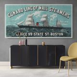 Cunard Line Mail Steamers Vintage Travel Poster — single-panel canvas above a sideboard