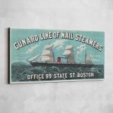 Cunard Line Mail Steamers Vintage Travel Poster — single-panel canvas shown on a pale studio wall