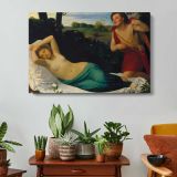 Cupid and Psyche by Alphonse Legros - single-panel canvas displayed above a console table