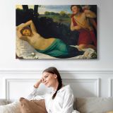 Cupid and Psyche by Alphonse Legros - single-panel canvas displayed above a sofa