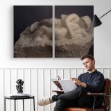 Cupid and Psyche by Auguste Rodin - two-panel canvas displayed in a reading room
