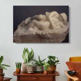 Cupid and Psyche by Auguste Rodin - single-panel canvas displayed above a console table