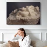Cupid and Psyche by Auguste Rodin - single-panel canvas displayed above a sofa