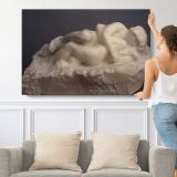 Cupid and Psyche by Auguste Rodin - single-panel canvas shown with a person for scale