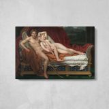 Cupid and Psyche, Painting by Jacques-louis David - single-panel canvas displayed above a console table