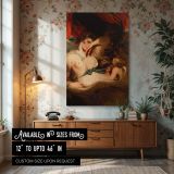 Cupid Untying the Zone - Joshua Reynolds Romantic Scene with Cherub canvas wall art