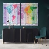 Worldwide Map of Local Time Zones Colored Political Canvas Wall Art - Image 2