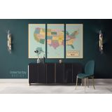 Political Map of USA America Giant World Map US States Atlas Geography Political Canvas Wall Art - Image 3
