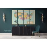 Political Map of USA America Giant World Map US States Atlas Geography Political Canvas Wall Art - Image 4