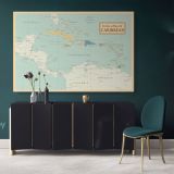 Official Political Map of Caribbean Canvas Giant World Map Atlas Geography Print Map Canvas Wall Art