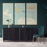 Official Political Map of Caribbean Canvas Giant World Map Atlas Geography Print Map Canvas Wall Art - Image 2