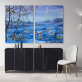 Beautiful Moon Light Watercolour Canvas Wall Art - Image 2