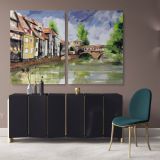 Landscape Modern Art Watercolour City Canvas Wall Art - Image 2