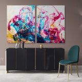 Modern Art Landscape Acrylic Colors And Ink In Water Canvas Wall Art - Image 2