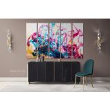 Modern Art Landscape Acrylic Colors And Ink In Water Canvas Wall Art - Image 5