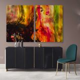 Beautiful Modern Art Landscape Acrylic Bright Colors And Ink In Water Canvas Wall Art - Image 2
