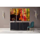 Beautiful Modern Art Landscape Acrylic Bright Colors And Ink In Water Canvas Wall Art - Image 3