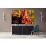 Beautiful Modern Art Landscape Acrylic Bright Colors And Ink In Water Canvas Wall Art - Image 4