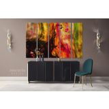 Beautiful Modern Art Landscape Acrylic Bright Colors And Ink In Water Canvas Wall Art - Image 5