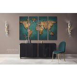 Modern Green with Gold Wall Art Map Large Canvas Nursery Kids Playroom Map Art - Image 4