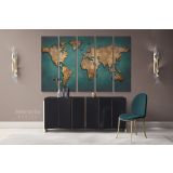 Modern Green with Gold Wall Art Map Large Canvas Nursery Kids Playroom Map Art - Image 5