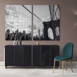New York City Brooklyn Bridge Skyline Black & White Canvas Wall Art - Image 2