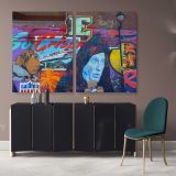 Contemporary Abstract Street Digital Art Framed Premium Gallery Wrap Grafitti style Canvas Wall Art - Image 2
