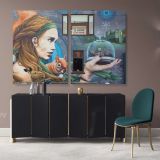 Girl Contemporary Abstract Street Digital Art Framed Premium Wrap Grafitti style Canvas Wall Art - Image 2