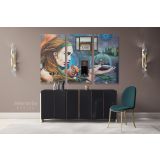 Girl Contemporary Abstract Street Digital Art Framed Premium Wrap Grafitti style Canvas Wall Art - Image 3