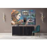 Girl Contemporary Abstract Street Digital Art Framed Premium Wrap Grafitti style Canvas Wall Art - Image 5