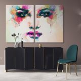 Abstract Original Watercolour Painting Purple Painting of a Girl Canvas Wall Art - Image 2