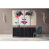 Abstract Original Watercolour Painting Purple Painting of a Girl Canvas Wall Art - Image 4