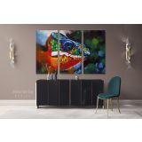 Toads Frog Original Pastel wall art Modern Print Abstract Canvas Wall Art - Image 3