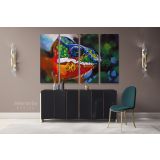 Toads Frog Original Pastel wall art Modern Print Abstract Canvas Wall Art - Image 4