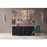 Vintage Christmas Village Scene Winter Holiday Decor Wall Art Print Painting On Framed Canvas - Image 3