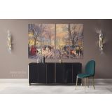 Vintage Christmas Village Scene Winter Holiday Decor Wall Art Print Painting On Framed Canvas - Image 4