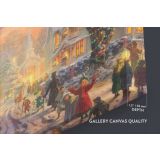 Vintage Christmas Village Scene Winter Holiday Decor Wall Art Print Painting On Framed Canvas - Image 6