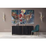 Santa Claus's Reindeer Vintage Winter Village Christmas Scene wall art On Canvas Wall Art - Image 3