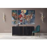 Santa Claus's Reindeer Vintage Winter Village Christmas Scene wall art On Canvas Wall Art - Image 4