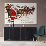 Vintage Santa Claus's Reindeer Winter Village Christmas Scene wall art On Canvas Wall Art