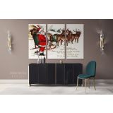 Vintage Santa Claus's Reindeer Winter Village Christmas Scene wall art On Canvas Wall Art - Image 3