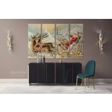 Santa Claus's Reindeer Vintage Winter Christmas Village Wall Art Print Painting On Framed Canvas - Image 4