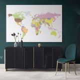 Large Bright Colorful World Map Playroom Wall Map Canvas Wall Art Canvas For Decor Home