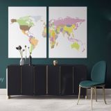 Large Bright Colorful World Map Playroom Wall Map Canvas Wall Art Canvas For Decor Home - Image 2