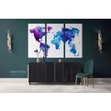 Bright Water Color World Map Canvas Wall Art - Image 3