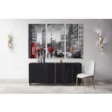 Oil Painting Street View London Black White & Red wall art London Big Ben Canvas Wall Art - Image 3