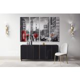 Oil Painting Street View London Black White & Red wall art London Big Ben Canvas Wall Art - Image 4