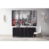Oil Painting Street View London Black White & Red wall art London Big Ben Canvas Wall Art - Image 5