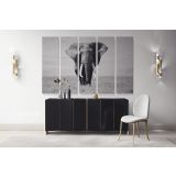 Black and White Elephants Photography Canvas Wall Art - Image 5
