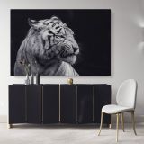 Tiger Large Black and White Photography Canvas Wall Art